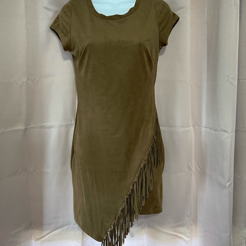 Brown faux suede dress